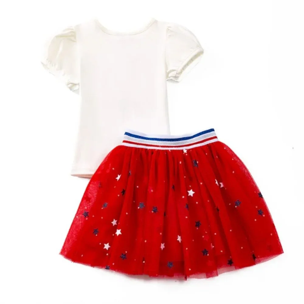 Boutique 4th of July in USA Flag Girls Tutu Skirt Outfit